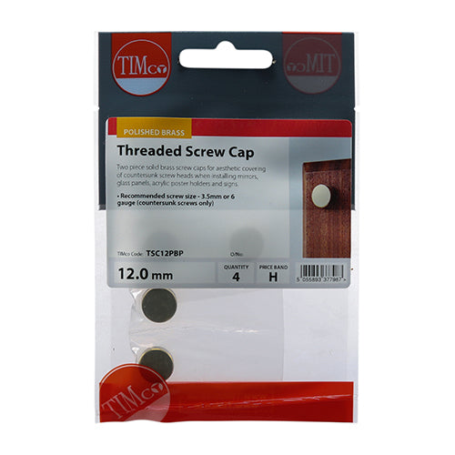 Threaded Screw Cap POL Brass - 12mm | TIMpac of 4
