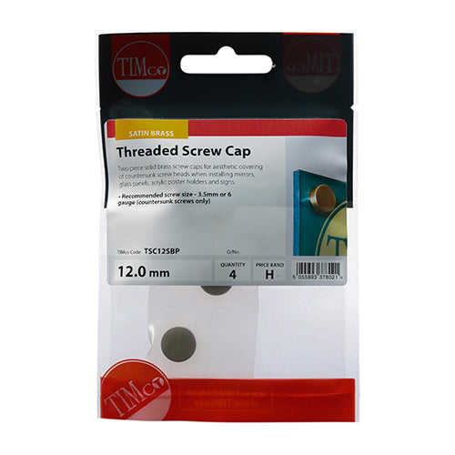 Threaded Screw Cap SAT Brass - 12mm | TIMpac of 4