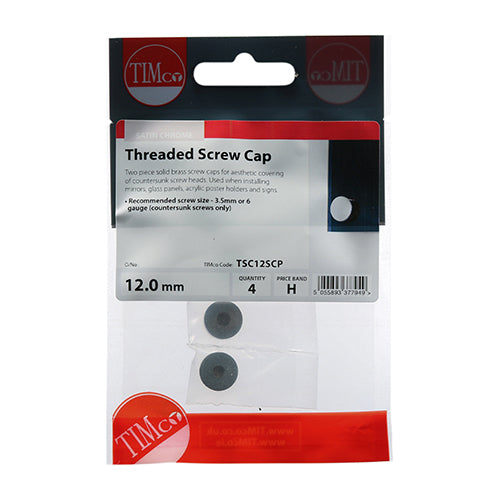 Threaded Screw Cap SAT Chrome - 12mm | TIMpac of 4