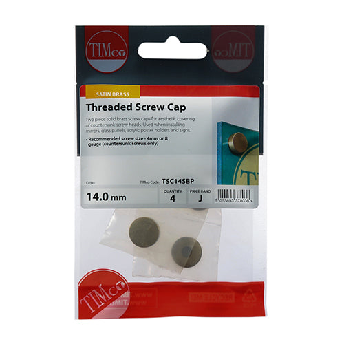 Threaded Screw Cap SAT Brass - 14mm | TIMpac of 4