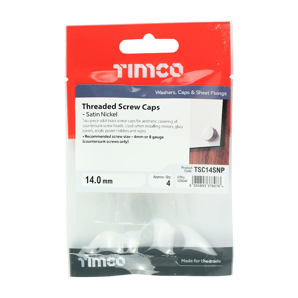 Threaded Screw Cap SAT Nickel - 14mm | TIMpac of 4