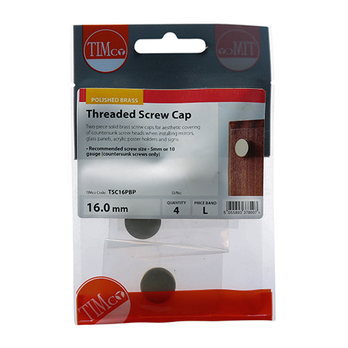 Threaded Screw Cap POL Brass - 16mm | TIMpac of 4