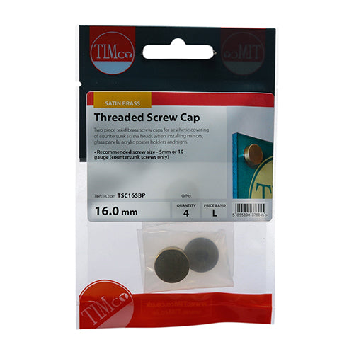 Threaded Screw Cap SAT Brass - 16mm | TIMpac of 4
