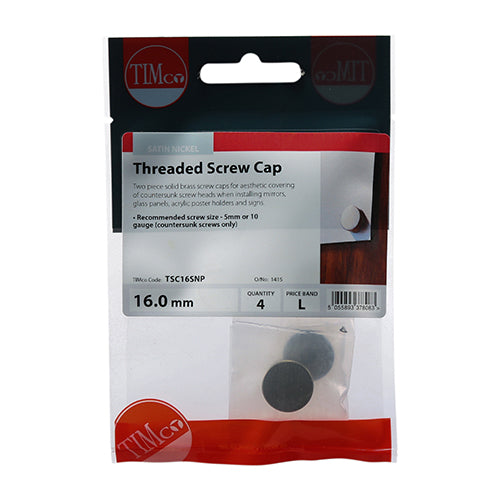 Threaded Screw Cap SAT Nickel - 16mm | TIMpac of 4