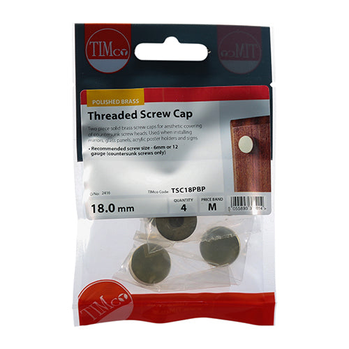 Threaded Screw Cap POL Brass - 18mm | TIMpac of 4