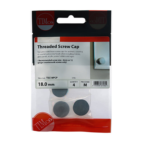 Threaded Screw Cap POL Chrome - 18mm | TIMpac of 4