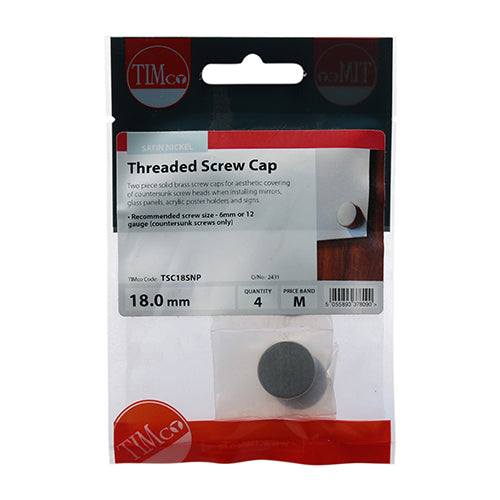 Threaded Screw Cap SAT Nickel - 18mm | TIMpac of 4