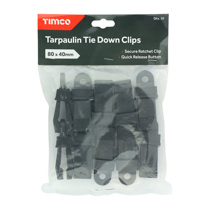 Tarpaulin Tie Down Clips - 80mm x 40mm - Pack of 10