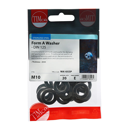 Form A Washer DIN 125 A2 SS - M10 | Bag of 10