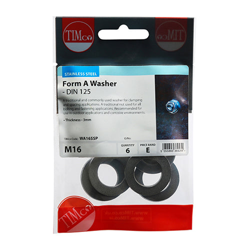 Form A Washer DIN 125 A2 SS - M16 | Bag of 10