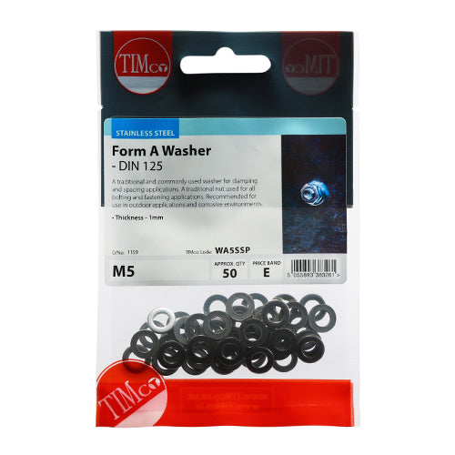 Form A Washer DIN 125 A2 SS - M5 | Bag of 50