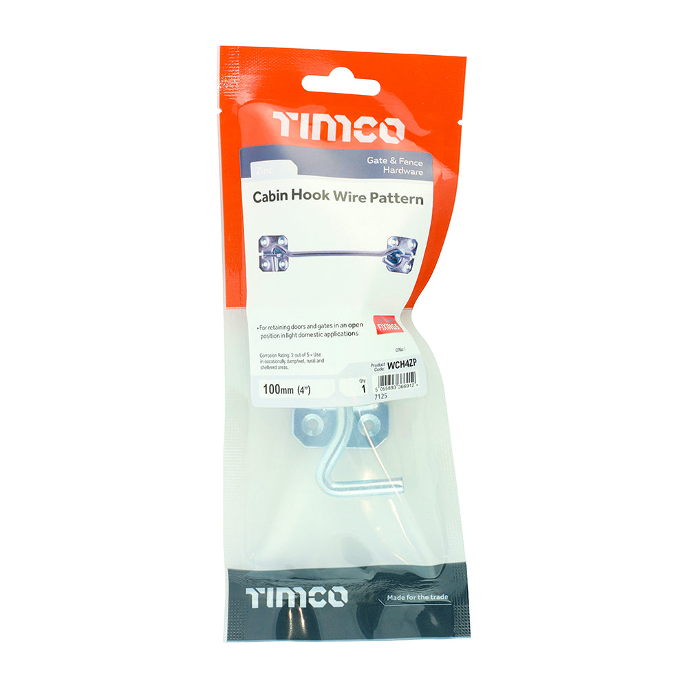 Cabin Hook Wire Pattern Zinc - 4" | TIMbag