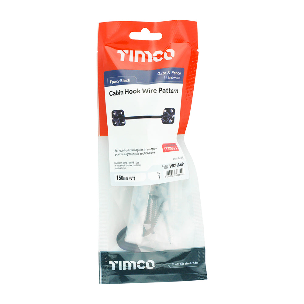Cabin Hook Wire Pattern Black - 6" | TIMbag