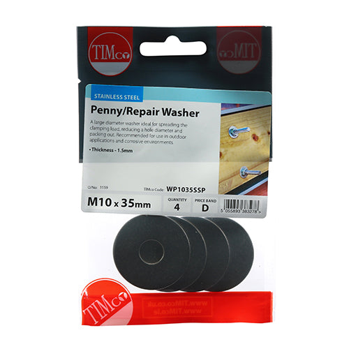Penny Washer DIN 9054 - A2 SS - M10 x 35 | TIMpac of 4