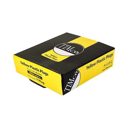 Plastic Plugs - Yellow - 25mm | Box of 100