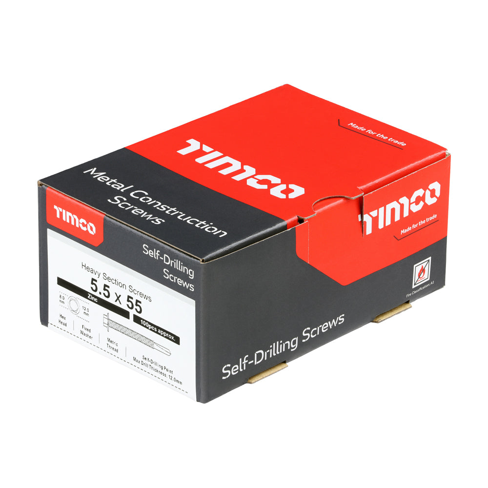 Hex Screw S/DRILL No5 Zinc - 5.5 x 55 | Box of 100