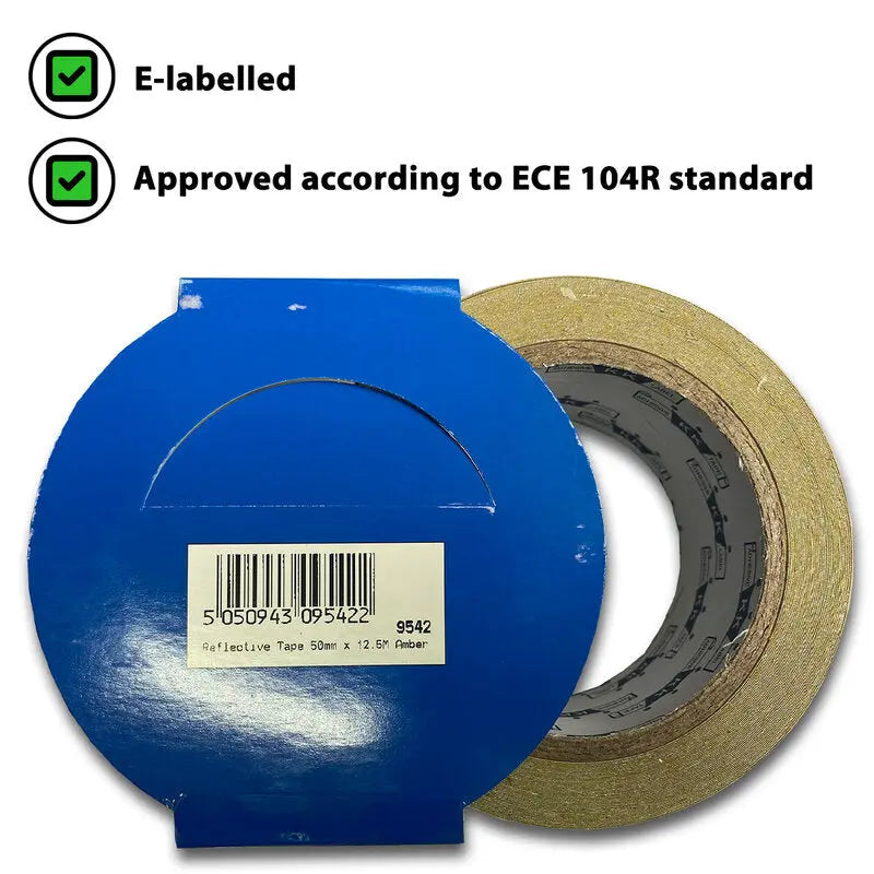 Tape Reflective 50mm x 12.5M Amber