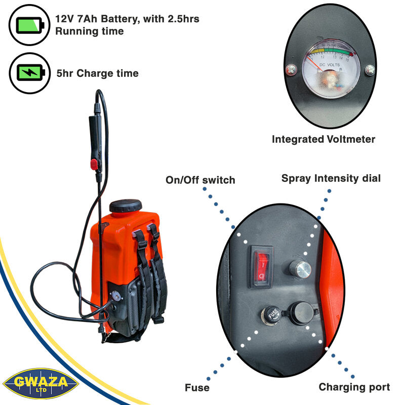 Gwaza Sprayer Battery Operated + Lance 16L Rechargeable