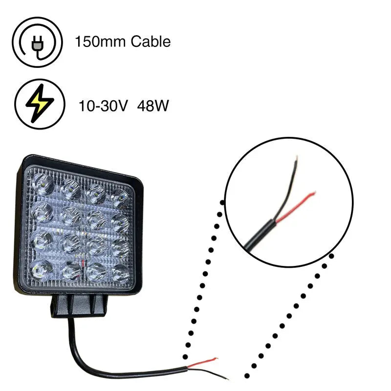Worklamp LED 48W 10-30V Square 3300lm