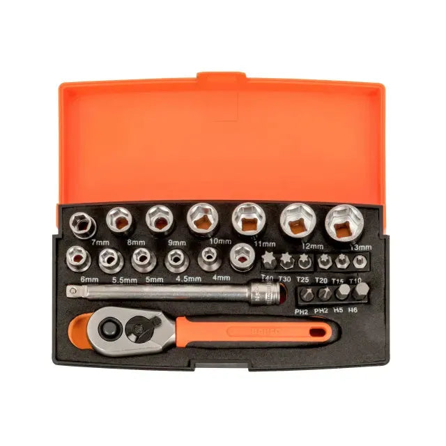 Bahco 1/4in Drive Socket Set, 25 Piece Bahco