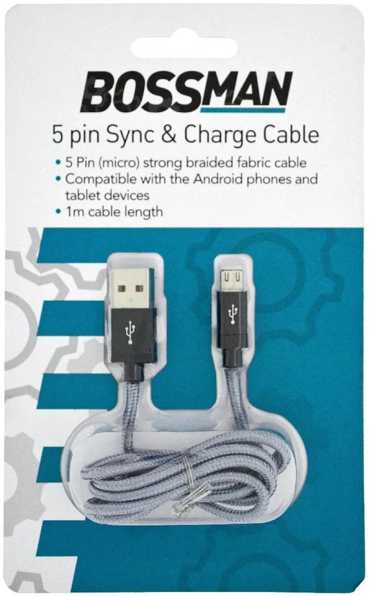 Bossman 5 Pin (Micro USB) Sync & Charge Cable