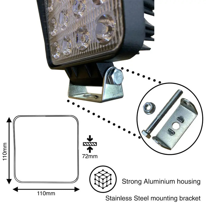 Worklamp LED 48W 10-30V Square 3300lm