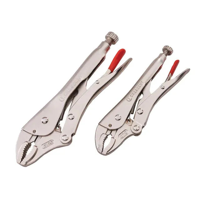 Crescent Curved Jaw Locking Pliers with Wire Cutter Set, 2 Piece Crescent