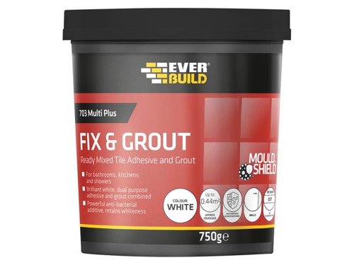 Everbuild Fix & Grout - Ready Mixed Tile Adhesive and Grout 750g - White