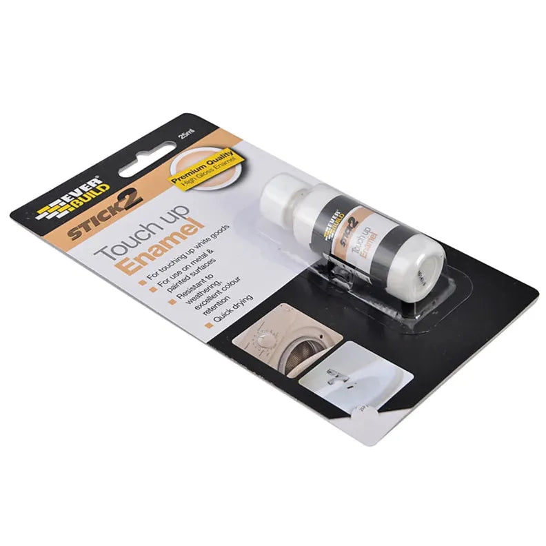 Touch up enamel paint can on a packaging card with brand name
