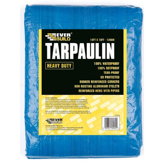 Everbuild Heavy Duty Tarpaulin - 3.67m (12') x 5.49m (18’) 120gm