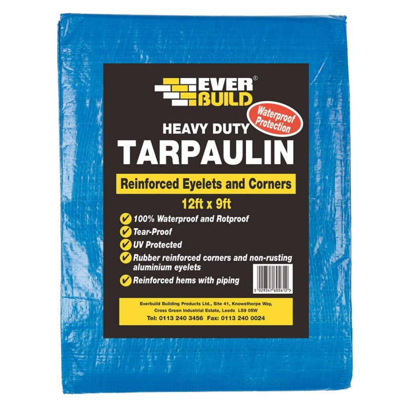 Everbuild Heavy Duty Tarpaulin - 3.67m (12’) x 2.74m (9’) 90gm