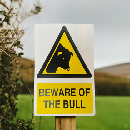 Beware Of The Bull Sign 360 x 240mm