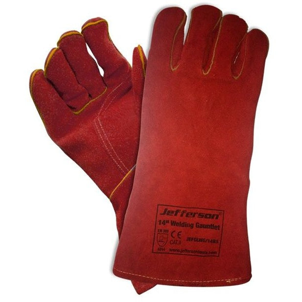 Jefferson Welding Gauntlet - Red 250mm/14" Scan