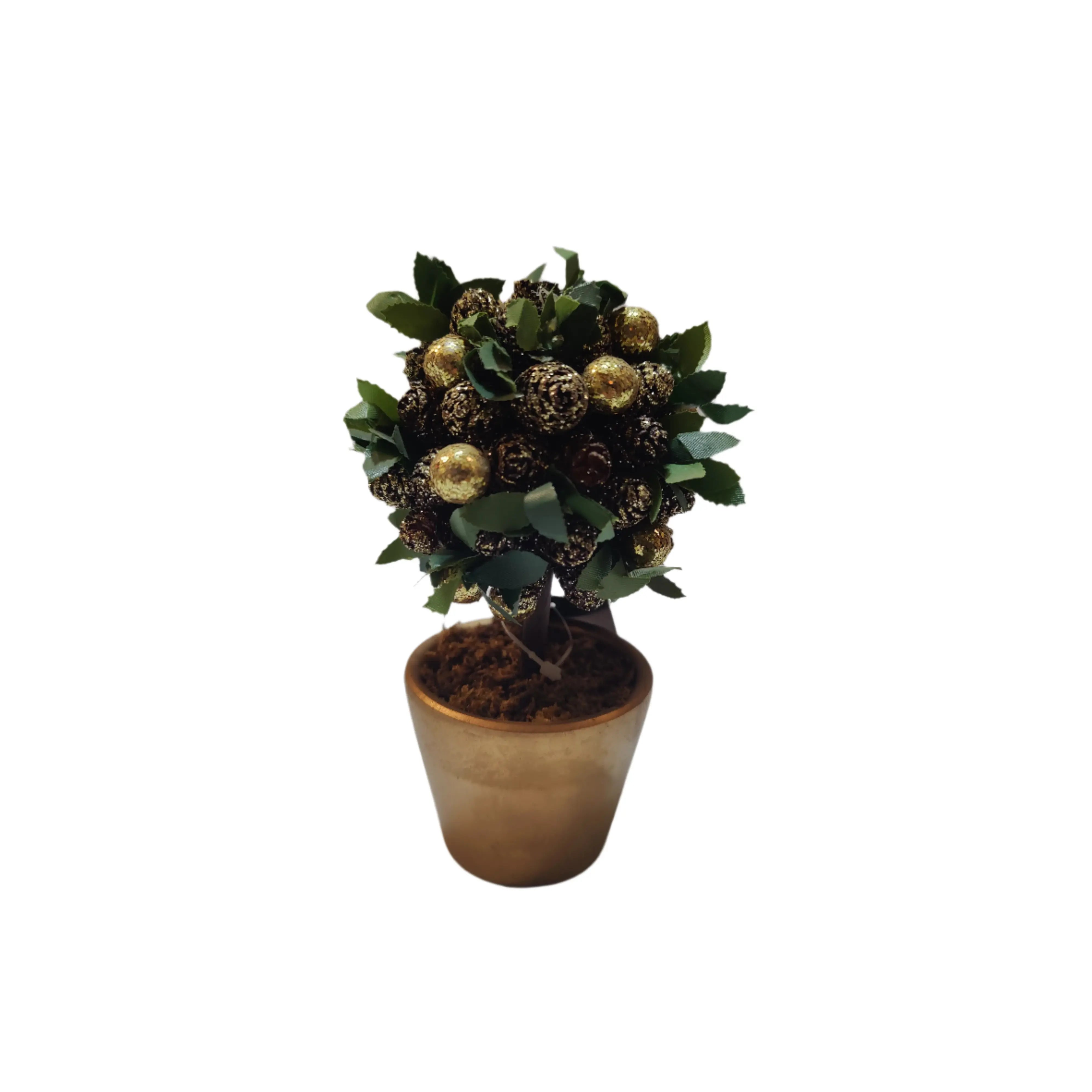 Mini Gold Cone Tree in Gold Pot 13.75cm Tanat Supplies