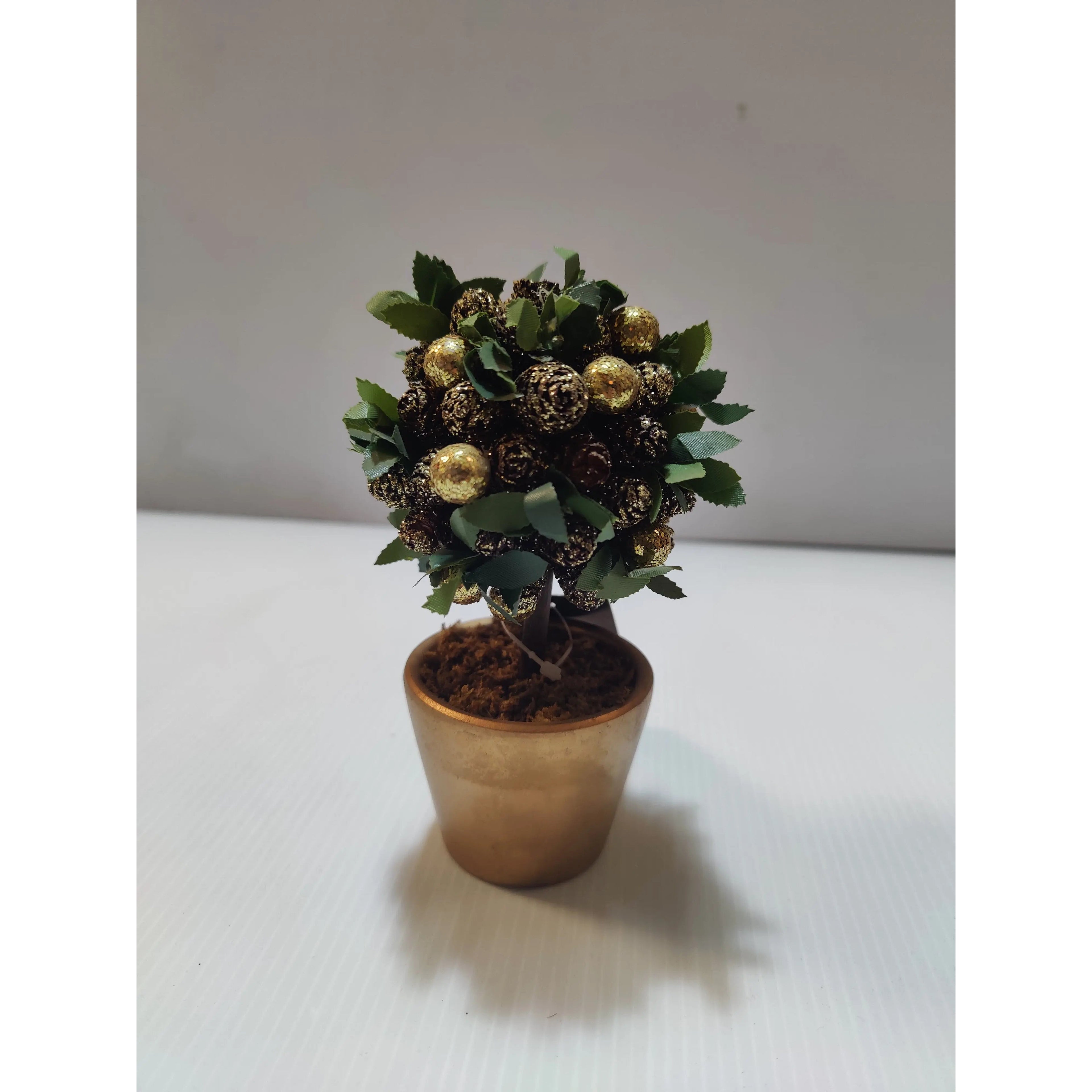 Mini Gold Cone Tree in Gold Pot 13.75cm Tanat Supplies
