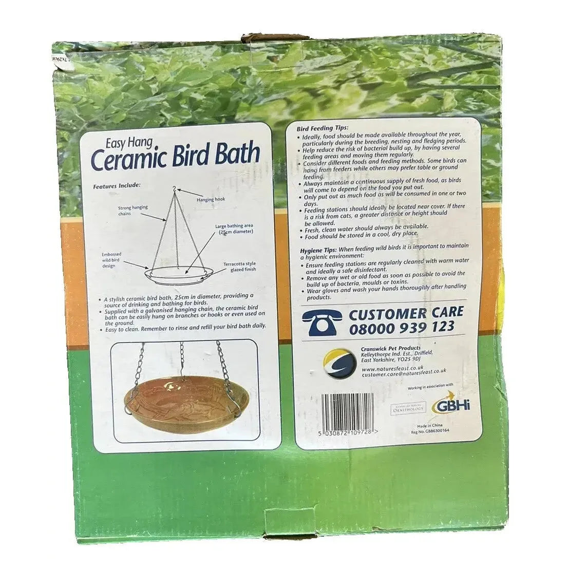 Nature's Feast Easy Hang Ceramic Bird Bath Nature's Feast