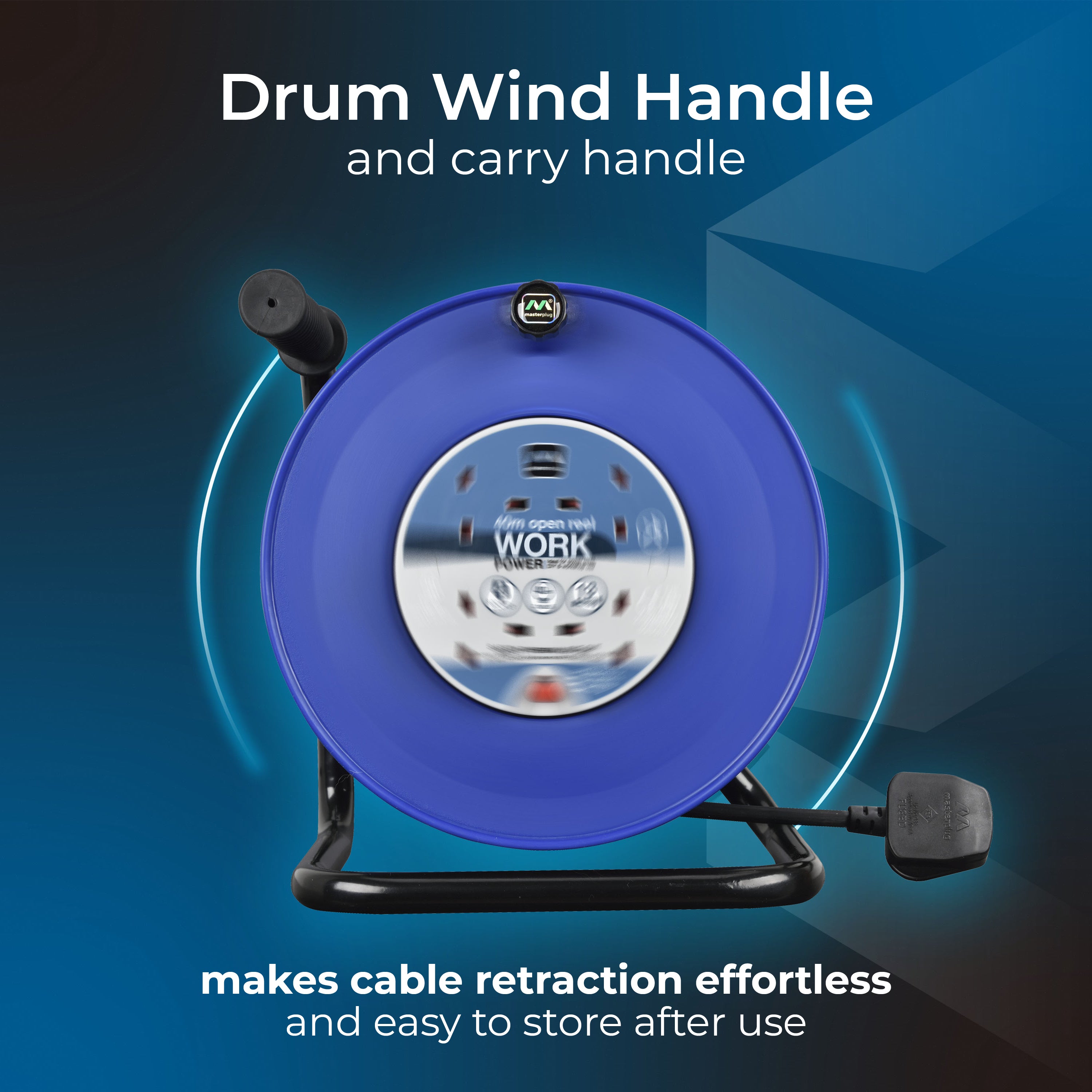 Masterplug 4 Plug Open Cable Extension Reel 40 Metres