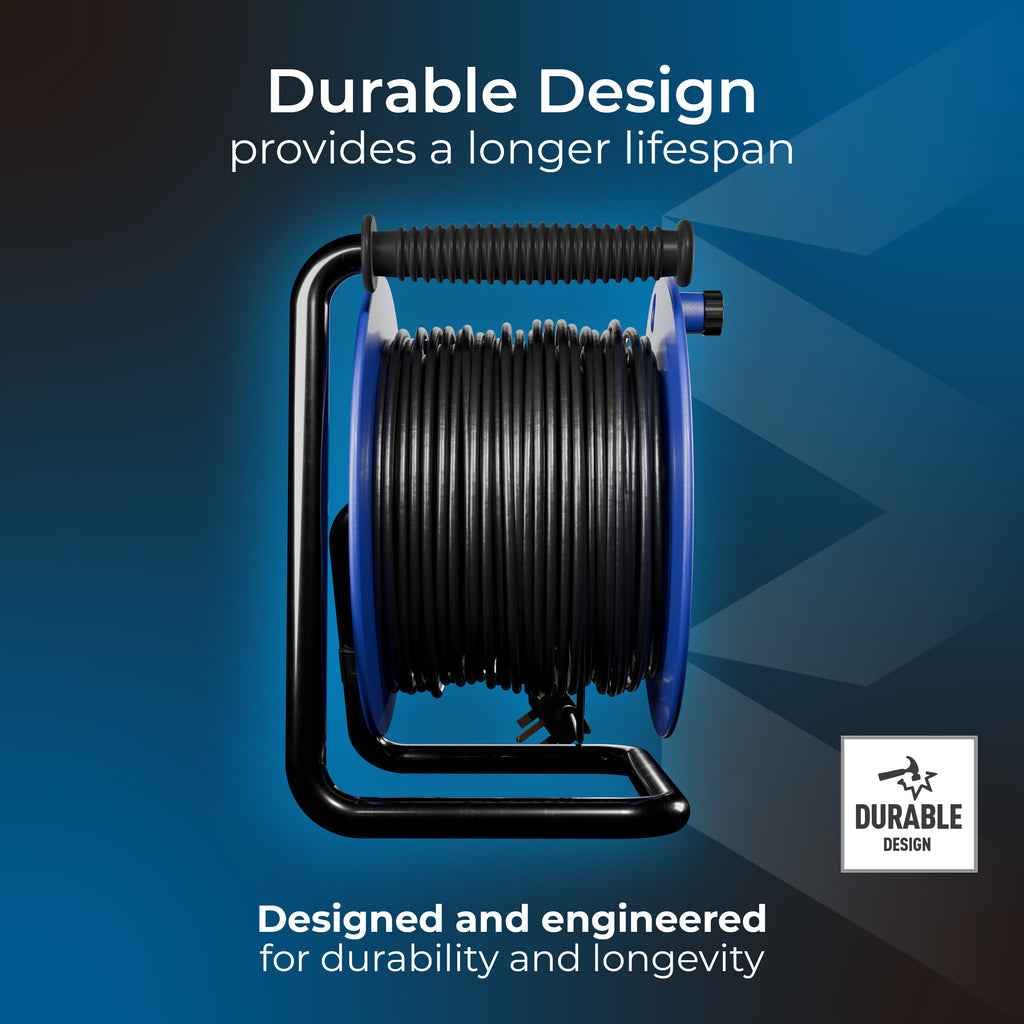 Masterplug 4 Plug Open Cable Extension Reel 40 Metres