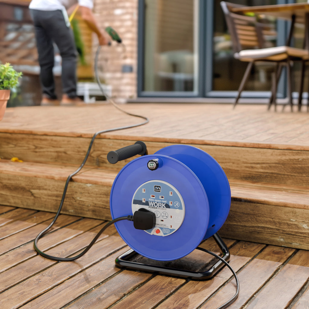 Masterplug 4 Plug Open Cable Extension Reel 40 Metres