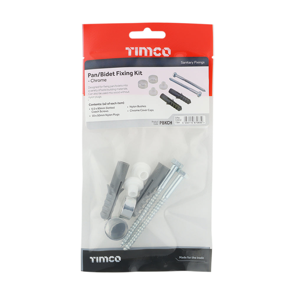 Pan / Bidet Fixing Kit Chrome - Pan Kit | TIMpac of 2