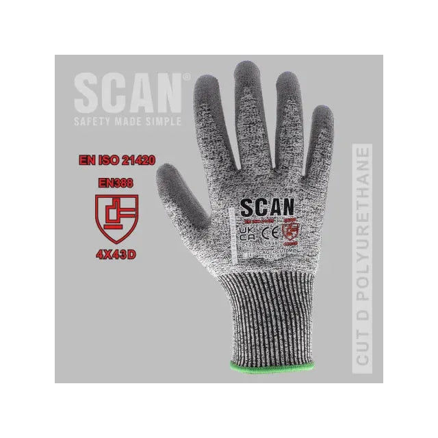 Scan PU Palm Cut D Gloves - XXL Scan