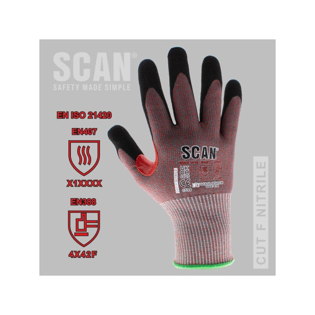 Scan Nitrile Palm Cut F Gloves - L Scan