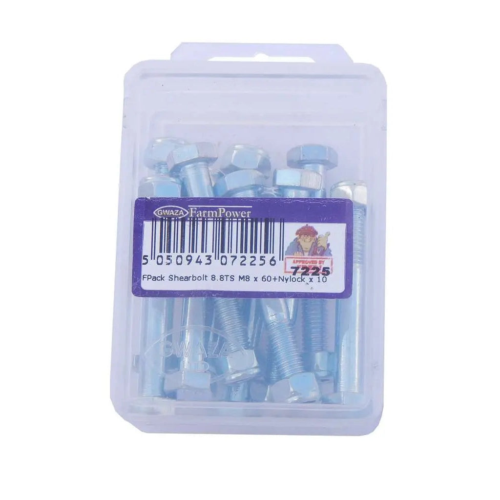 Shearbolt 8.8TS M8x60 Nyloc nut (10 pack)