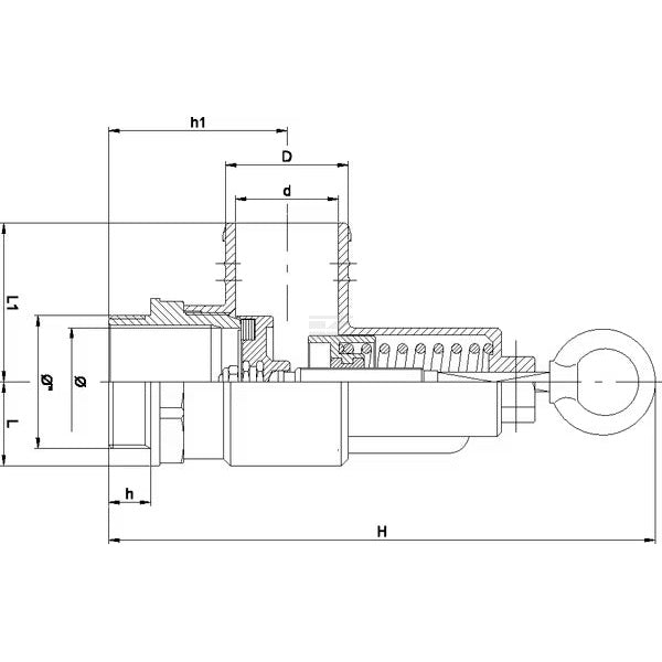Technical drawing of a mechanical component with dimensions labeled