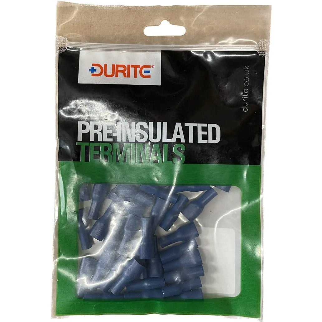 Terminal Push on Fully Insulated Blue 6.4mm Pk50