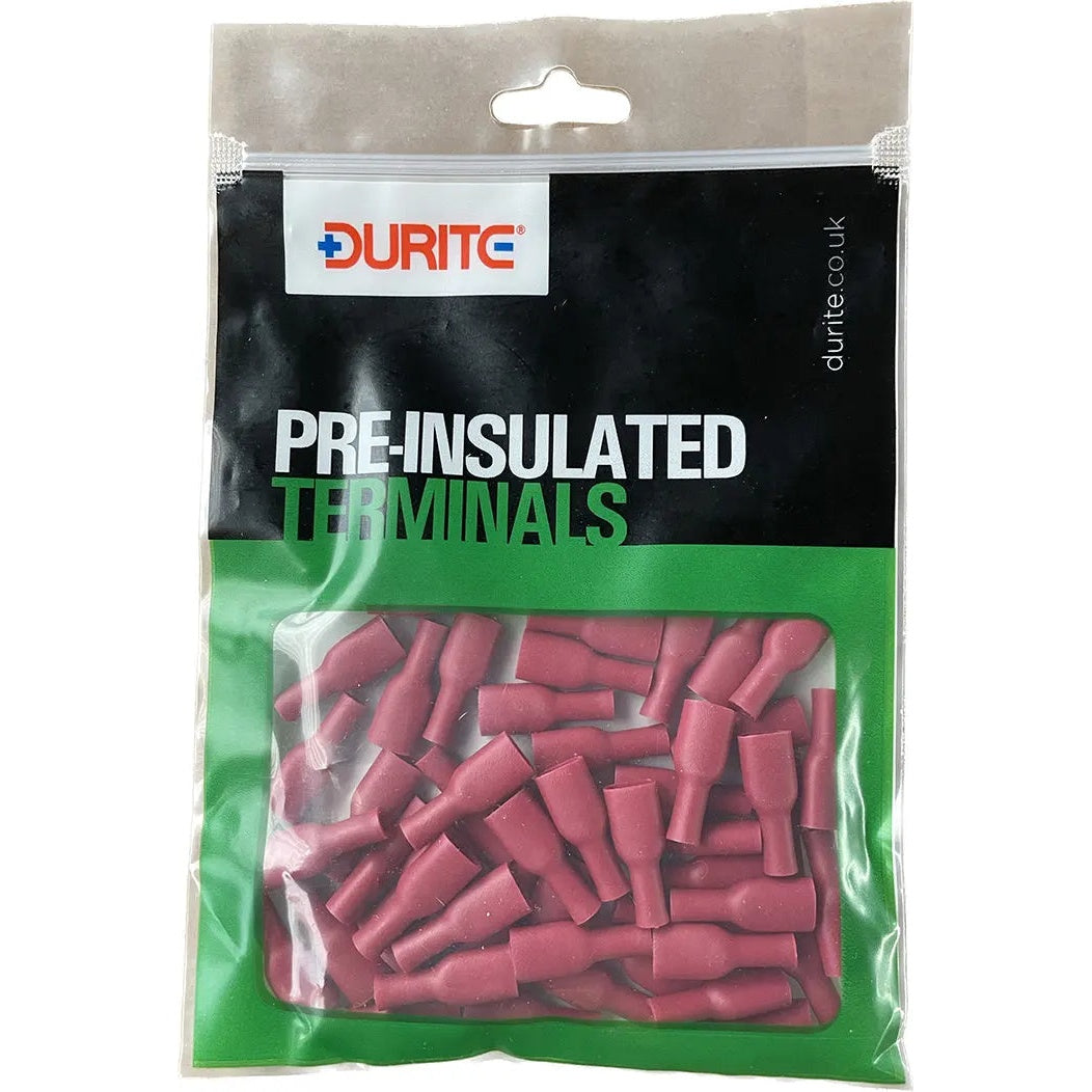 Terminal Push on Fully Insulated Red 6.4mm Pk50