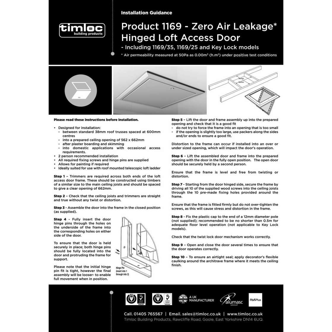 Timloc Timloc Loft Access Door - Hinged - White - 1169 Timloc