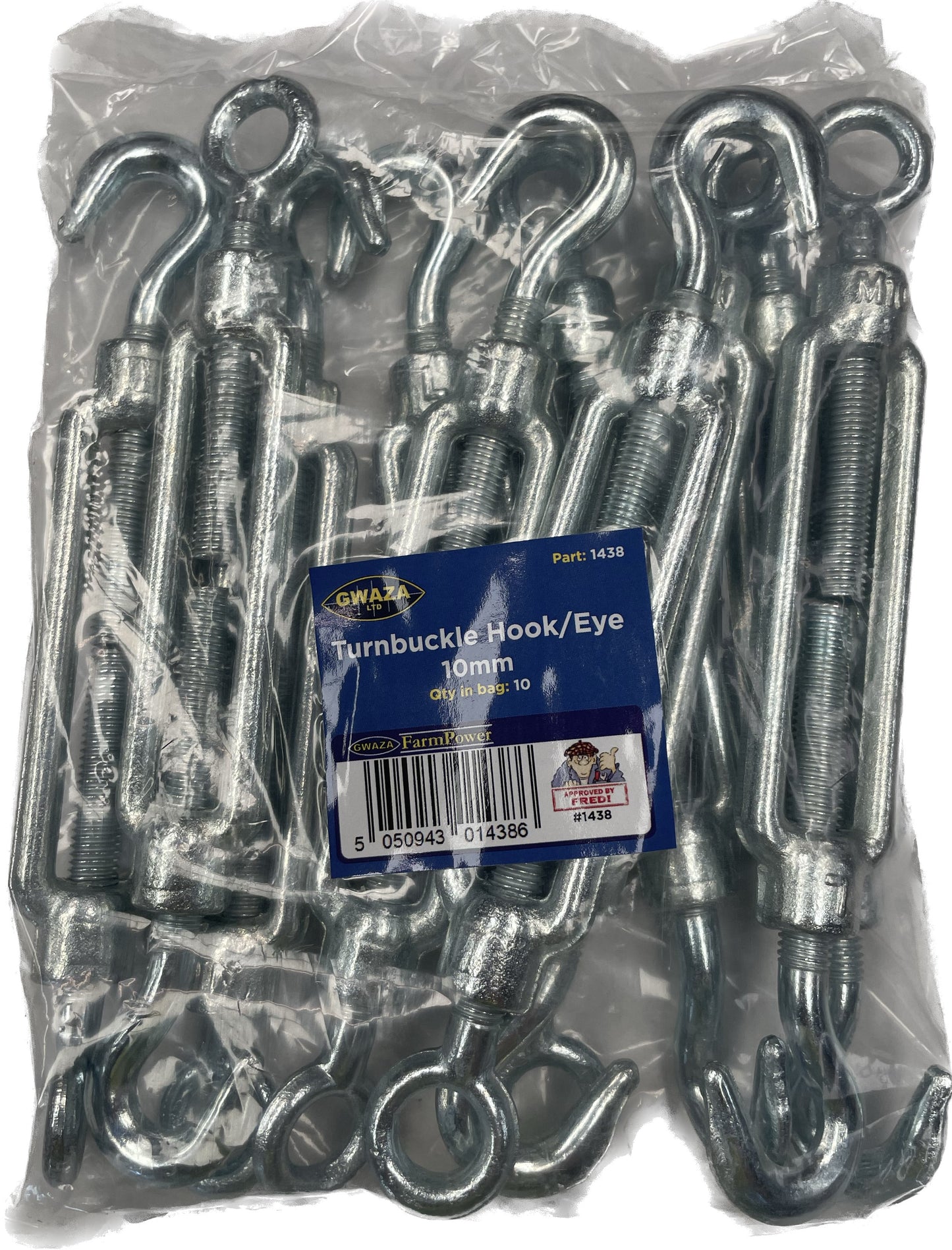 Turnbuckle Hook/Eye 10mm Galvanised (Bag of 10)