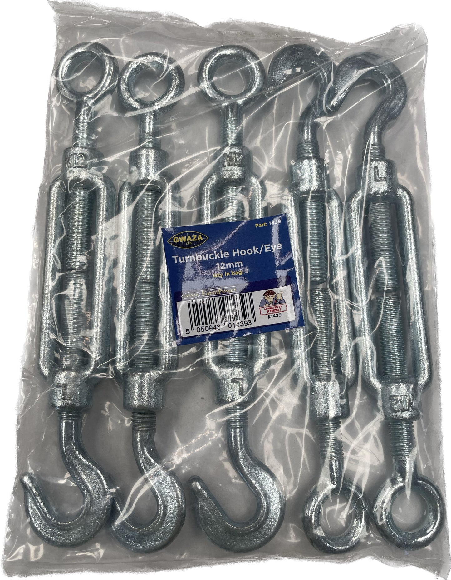 Turnbuckle Hook/Eye 12mm Galvanised (Bag of 5)