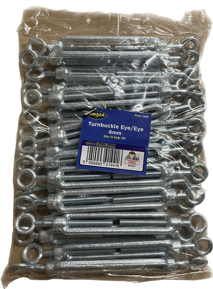 Turnbuckle Eye/Eye 6mm Galvanised (Bag of 20)